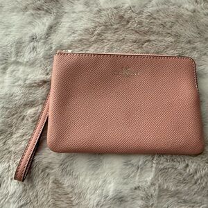 Coach Corner Zip Wristlet In Signature Canvas With Stripe